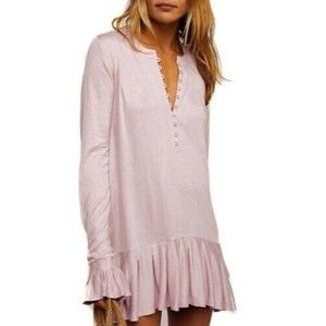 Free People Your Girl Flounce Waffle Top Women's Size M Medium Dusty Lavender